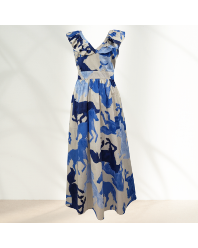 Robe sans manches motifs bleus chevaux Marella